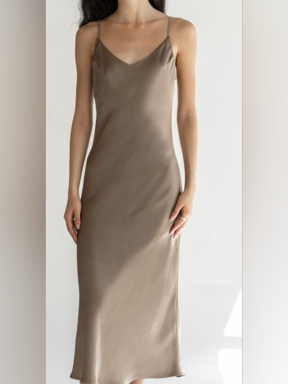 OAK + FORT Taupe Slip Maxi Dress